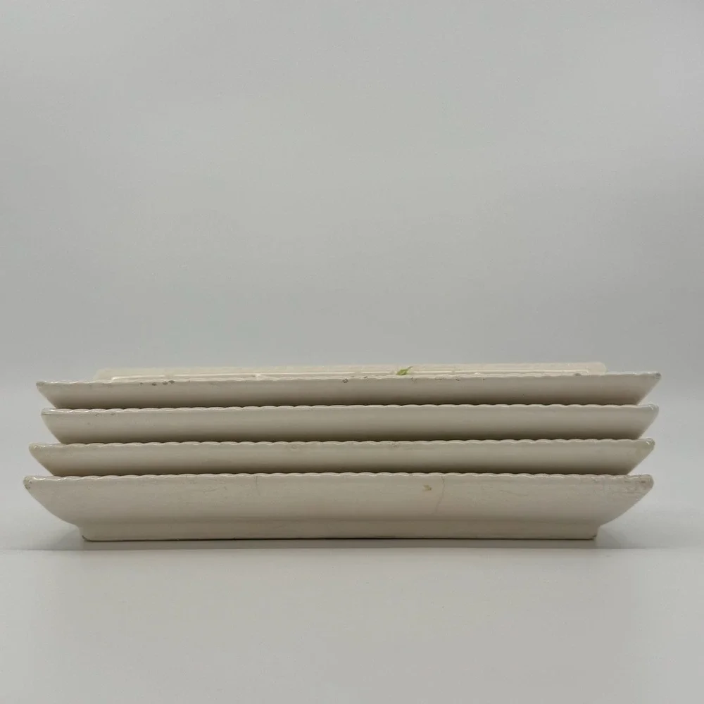 Vtg 1960s Corn Cob Relish Trays SET 4 Majolica Ceramic Vegetable Serving Dishes